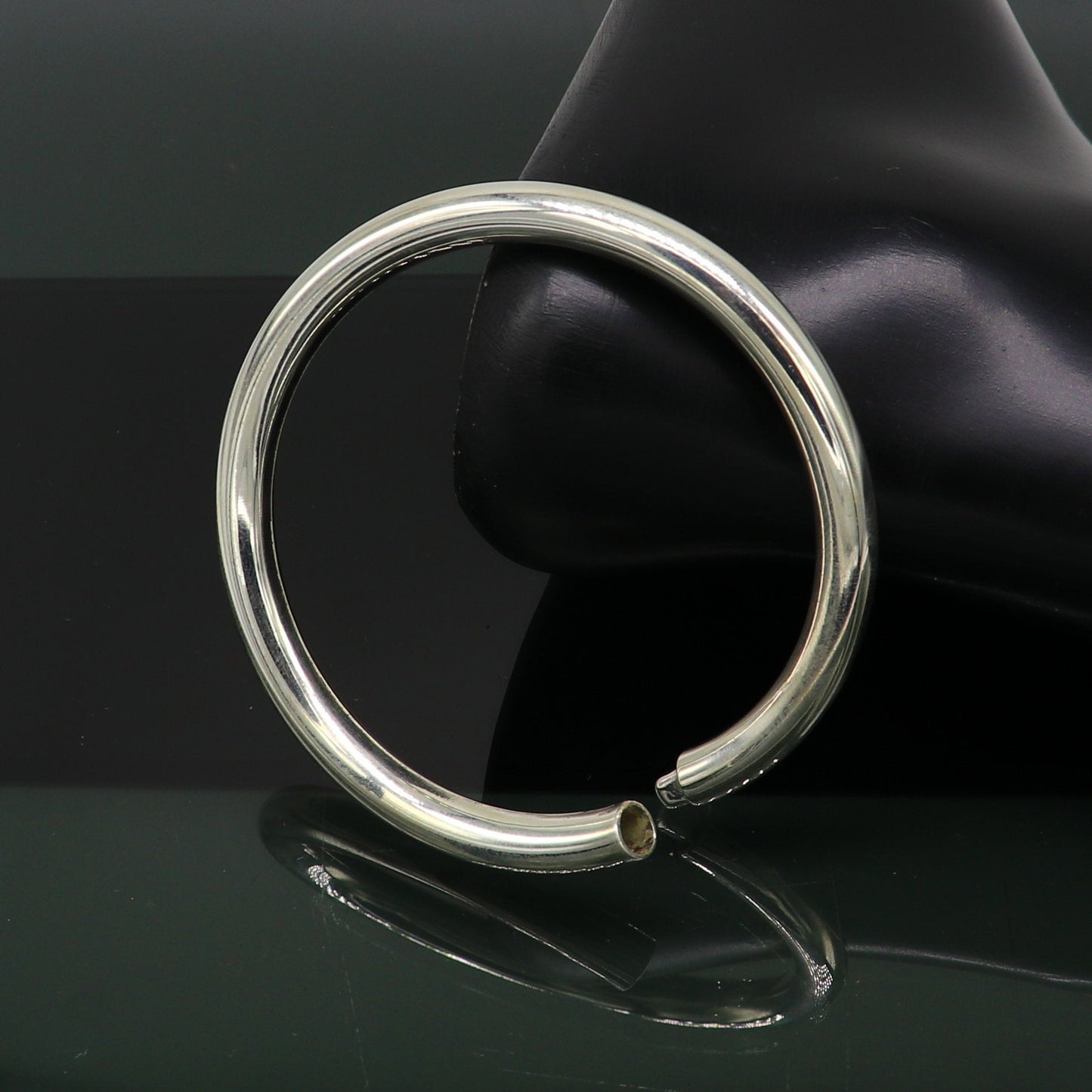 Fine 925 sterling silver plain shiny bright bangle bracelet kada, excellent personalized gifting stylish fancy bangle men's or girls nssk350 - TRIBAL ORNAMENTS