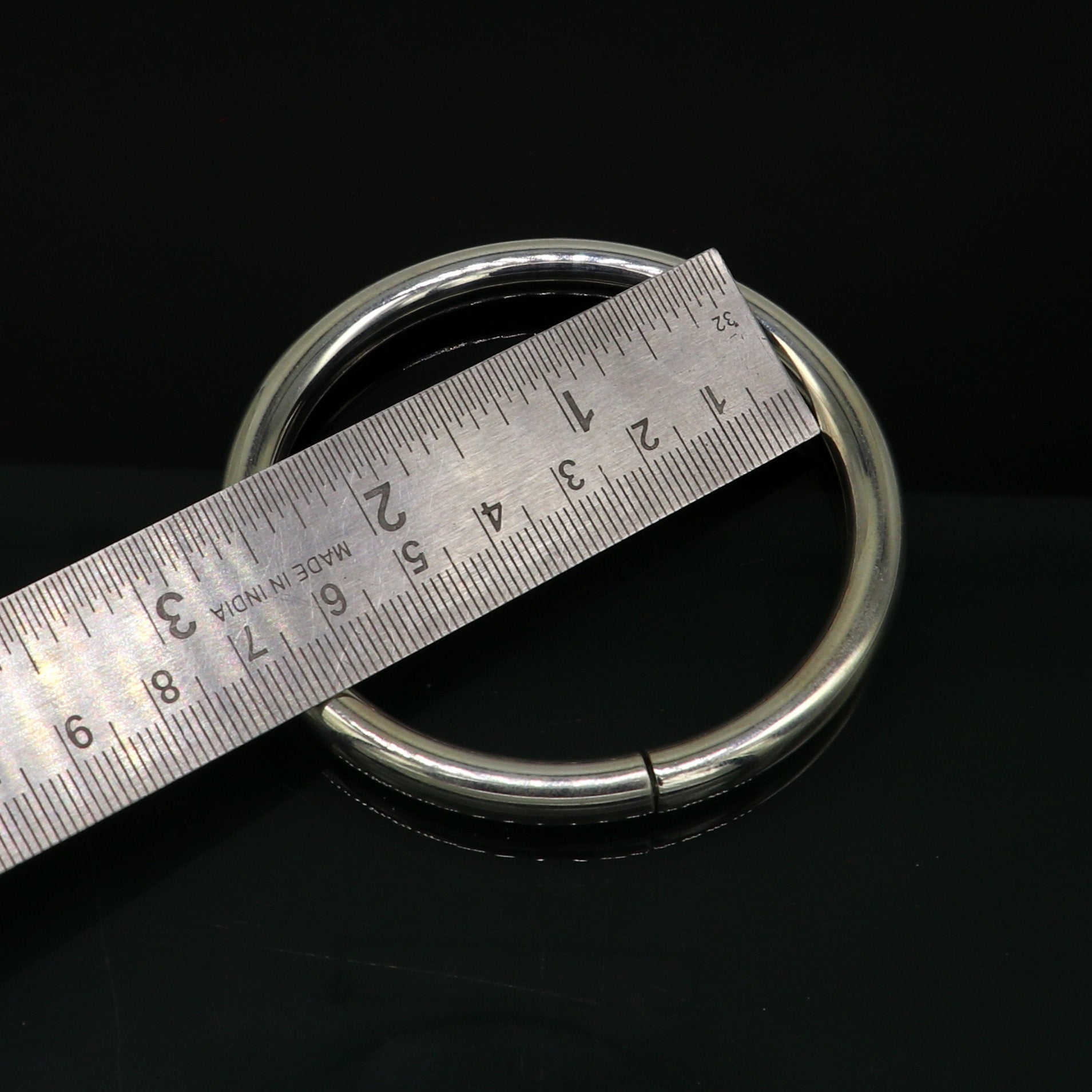 Fine 925 sterling silver plain shiny bright bangle bracelet kada, excellent personalized gifting stylish fancy bangle men's or girls nssk350 - TRIBAL ORNAMENTS