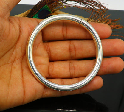 Fine 925 sterling silver plain shiny bright bangle bracelet kada, excellent personalized gifting stylish fancy bangle men's or girls nssk350 - TRIBAL ORNAMENTS