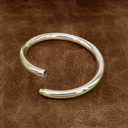 Fine 925 sterling silver plain shiny bright bangle bracelet kada, excellent personalized gifting stylish fancy bangle men's or girls nssk350 - TRIBAL ORNAMENTS