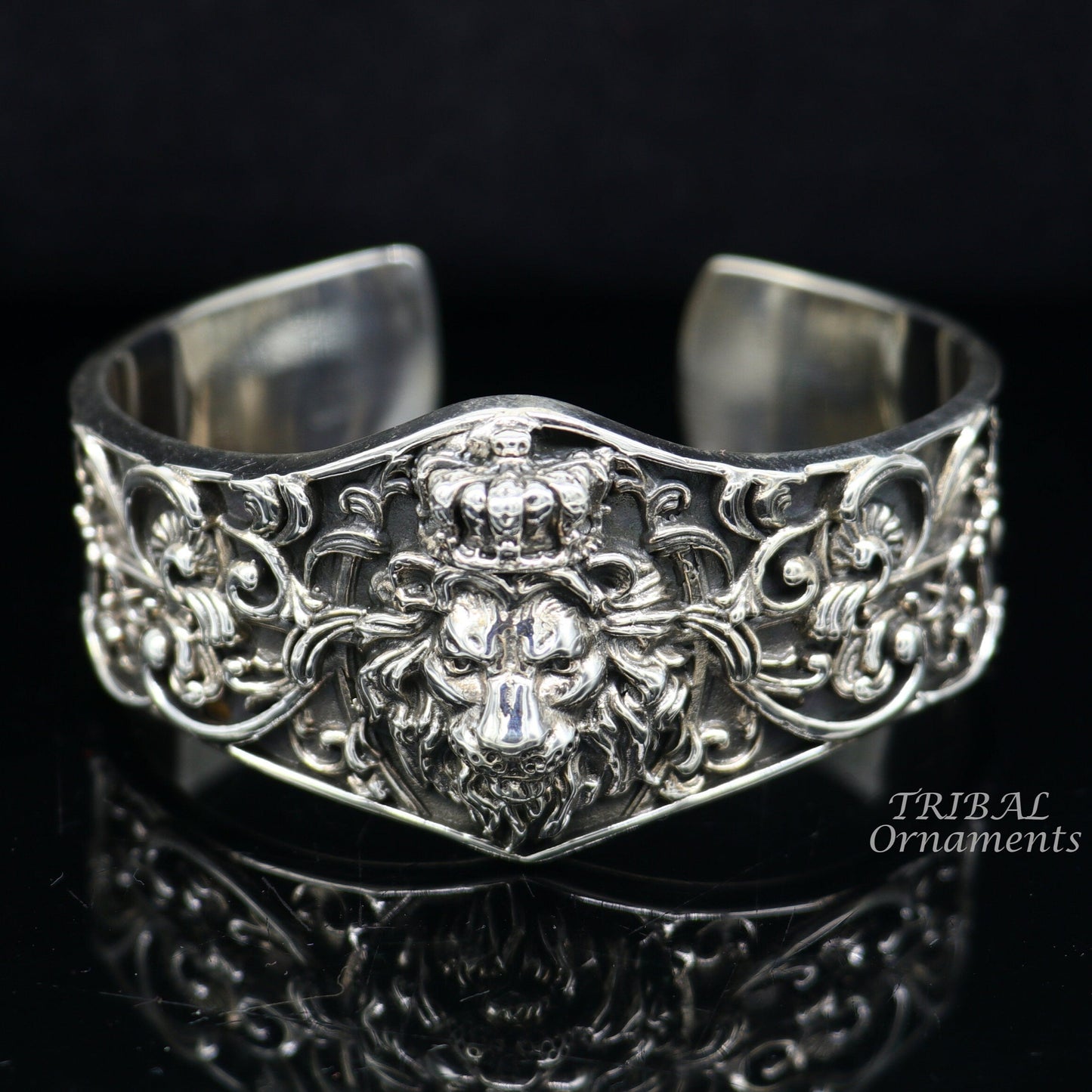 Lion cuff kada 925 sterling silver handmade amazing cuff bracelet Adjustable daily use tribal style jewelry unisex gift cuff99 - TRIBAL ORNAMENTS