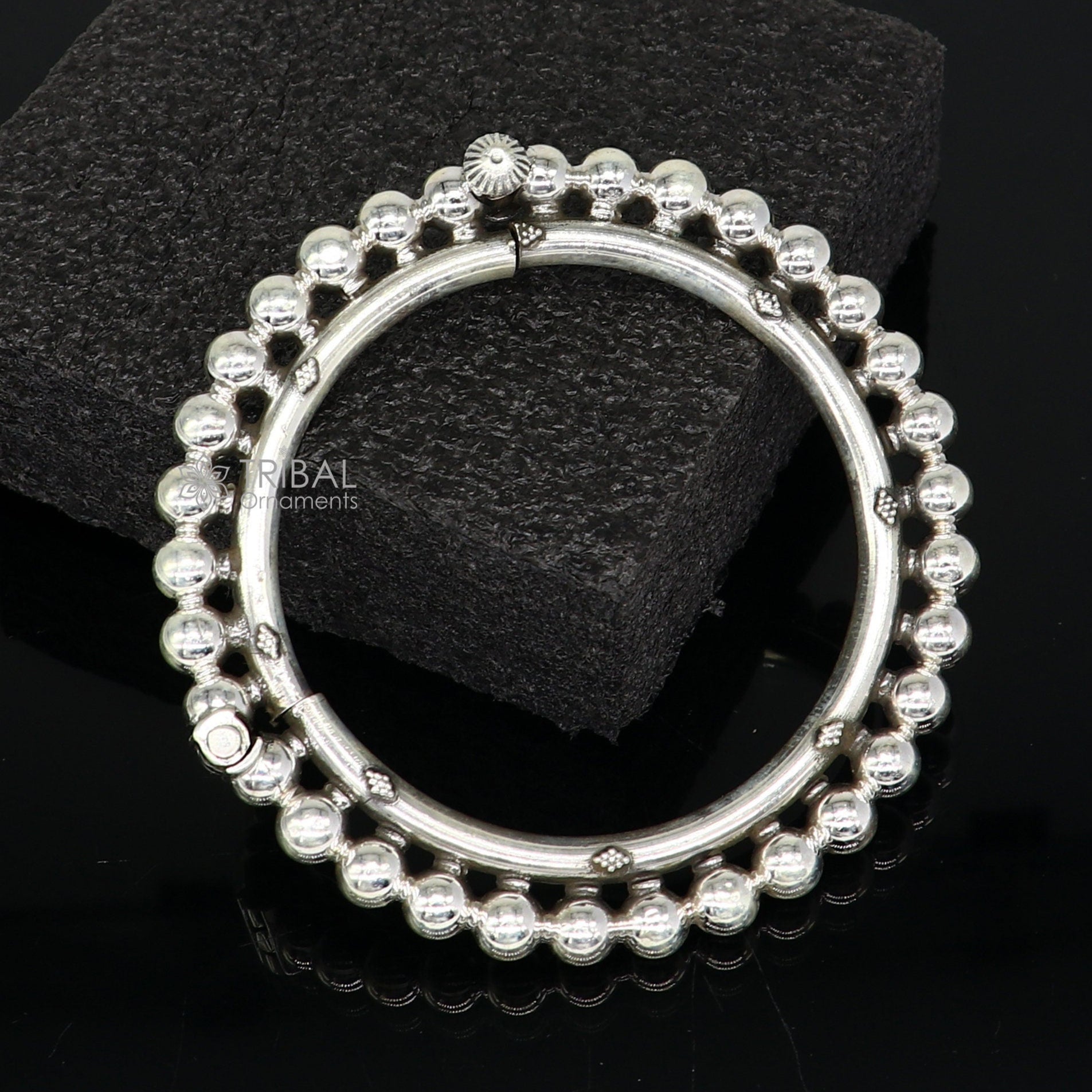 Amazing 925 sterling silver flower design unique style handmade bangle bracelet , best brides collection wedding jewelry from india nba411 - TRIBAL ORNAMENTS