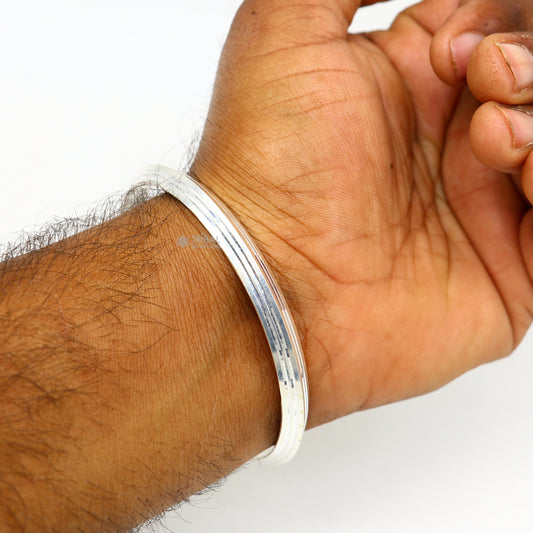 925 sterling silver Punjabi Sikha bangle bracelet by TRIBAL ORNAMENTS, all-sized handmade men's and girls kada jewelry.