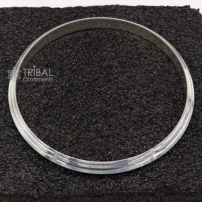 Sterling silver Punjabi Sikha bangle bracelet by Tribal Ornaments, all-sized men's and women's kada for daily wear.