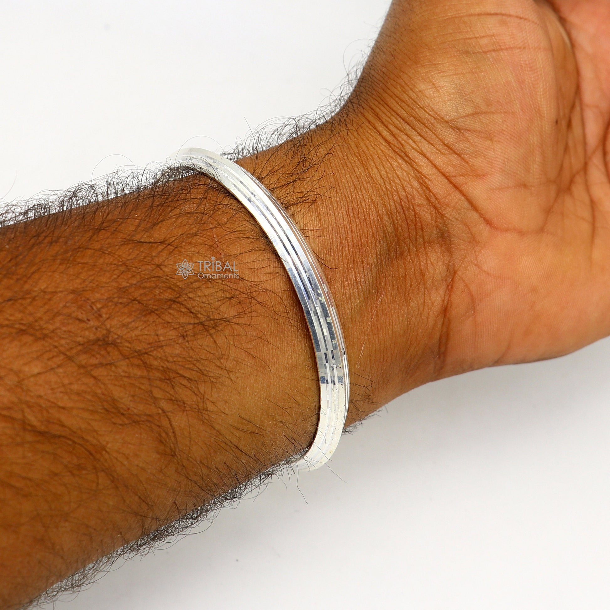 Sterling silver Punjabi Sikha bangle bracelet by Tribal Ornaments, handmade solid 925 silver kada for men and girls, daily wear jewelry.