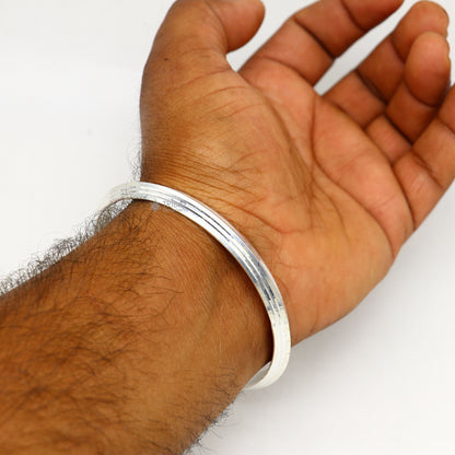 925 silver Punjabi Sikha bangle bracelet by Tribal Ornaments, all-sized handmade sterling silver Kada for men and girls.