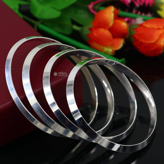 Solid 925 sterling silver handmade punjabi sikha bangle bracelet kada, all sized men's or girl's bangle kada daily use jewelry nsk789 - TRIBAL ORNAMENTS