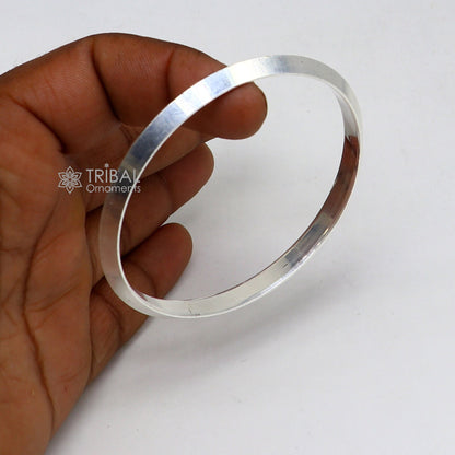 Sterling silver Punjabi Sikha bangle bracelet by TRIBAL ORNAMENTS, handmade unisex kada jewelry, all sizes for daily wear.