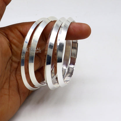 Sterling silver Punjabi Sikha bangle bracelet by TRIBAL ORNAMENTS, all sizes, handmade silver Kada jewelry for men and women.