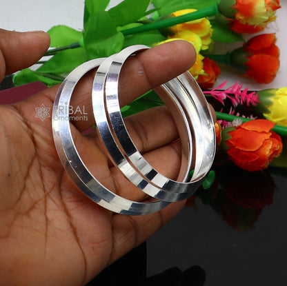 Solid 925 sterling silver Punjabi Sikha bangle bracelet, handmade tribal jewelry for men and girls, all-sized daily wear kada.
