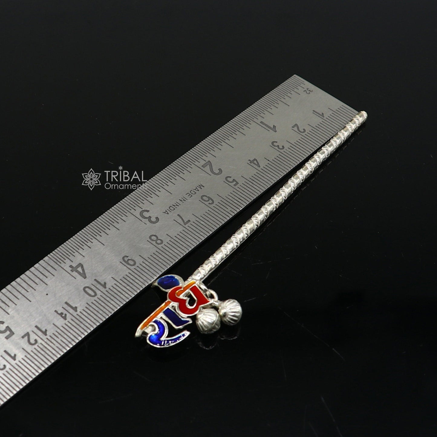 Amazing design 925 sterling silver handmade idol Radhe name krishna flute, silver bansuri, laddu gopala flute, little krishna flute su1196 - TRIBAL ORNAMENTS