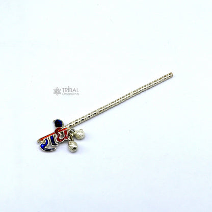 Handmade 925 silver Radhe Krishna flute and bansuri, featuring intricate design and traditional details by TRIBAL ORNAMENTS.