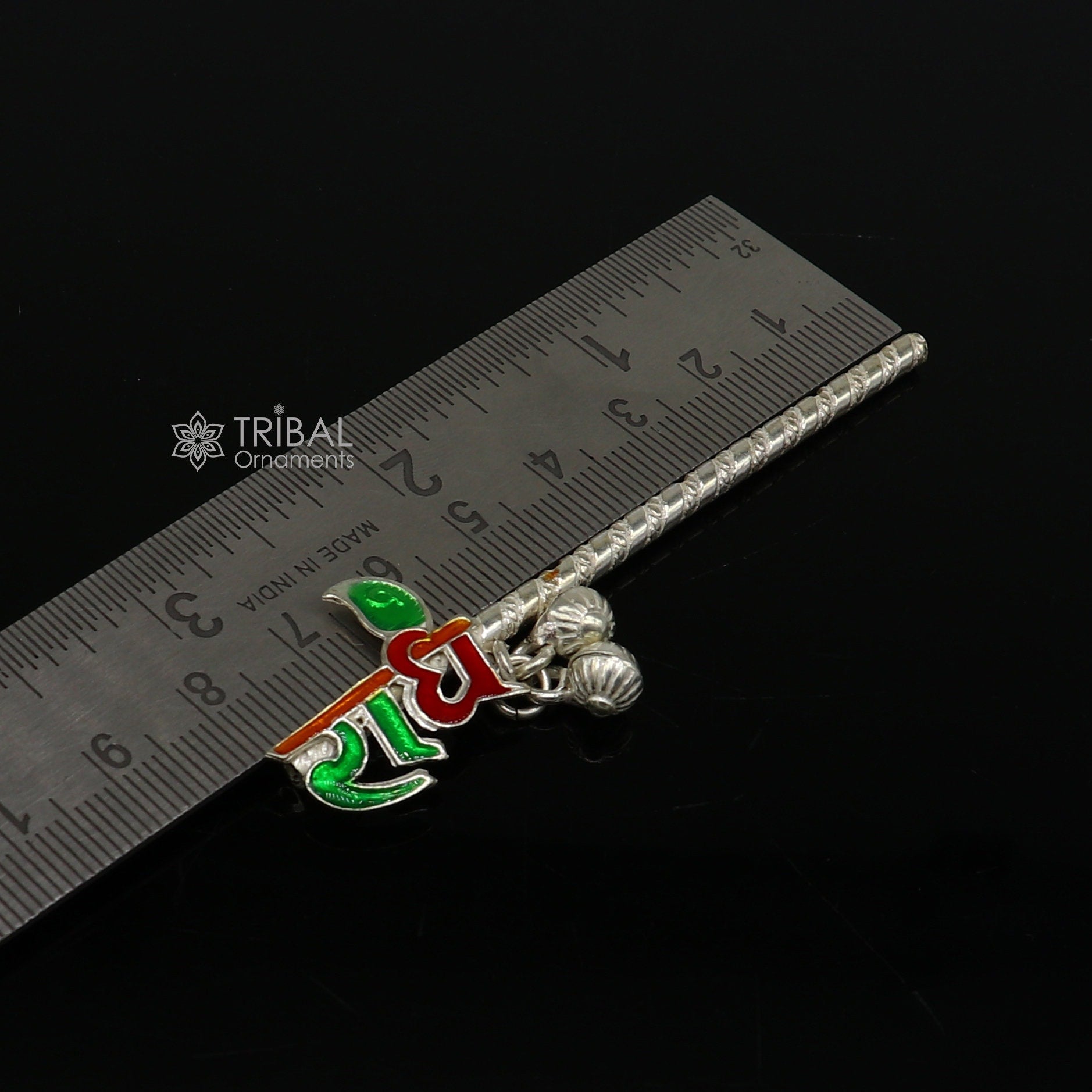 Amazing design 925 sterling silver handmade idol Radhe name krishna flute, silver bansuri, laddu gopala flute, little krishna flute su1196 - TRIBAL ORNAMENTS