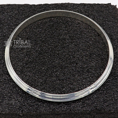 Sterling silver Punjabi Sikha bangle bracelet by TRIBAL ORNAMENTS, all-sized men's or girl's daily jewelry, 2-inch handmade kada.