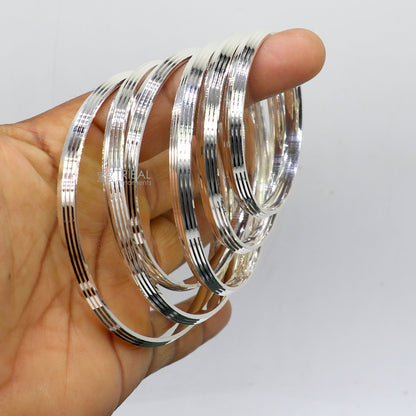 925 sterling silver Punjabi Sikha bangle bracelet, handmade tribal jewelry, all-sized men's or girl's kada for daily wear.