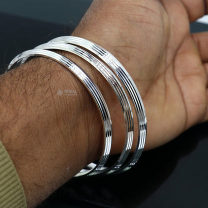Sterling silver Punjabi Sikha bangle bracelet by TRIBAL ORNAMENTS, all-sized men's and women's daily jewelry kada.