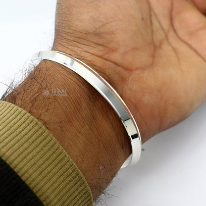 Sterling silver Punjabi Sikha bracelet kada by TRIBAL ORNAMENTS, handmade men's or women's bangle jewelry, all sizes available.