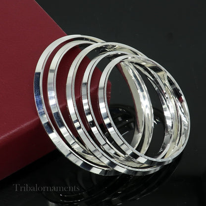Sterling silver Punjabi Sikha bracelet kada from TRIBAL ORNAMENTS, handmade all-sized men's or girls bangle jewelry for daily wear.