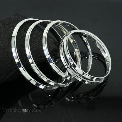 925 sterling silver Punjabi Sikha bracelet Kada, handmade unisex bangle jewelry for daily wear, all sizes, tribal design.