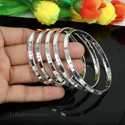 Sterling silver Punjabi Sikha bracelet kada by TRIBAL ORNAMENTS, handmade, all-sized men's or girl's daily wear jewelry.