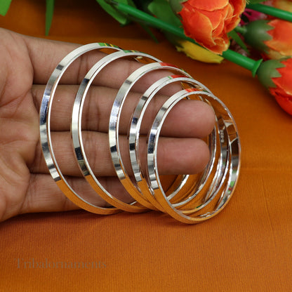 Sterling silver Punjabi Sikha bracelet kada by TRIBAL ORNAMENTS, handmade, all-sized men's or girls bangle for daily wear.