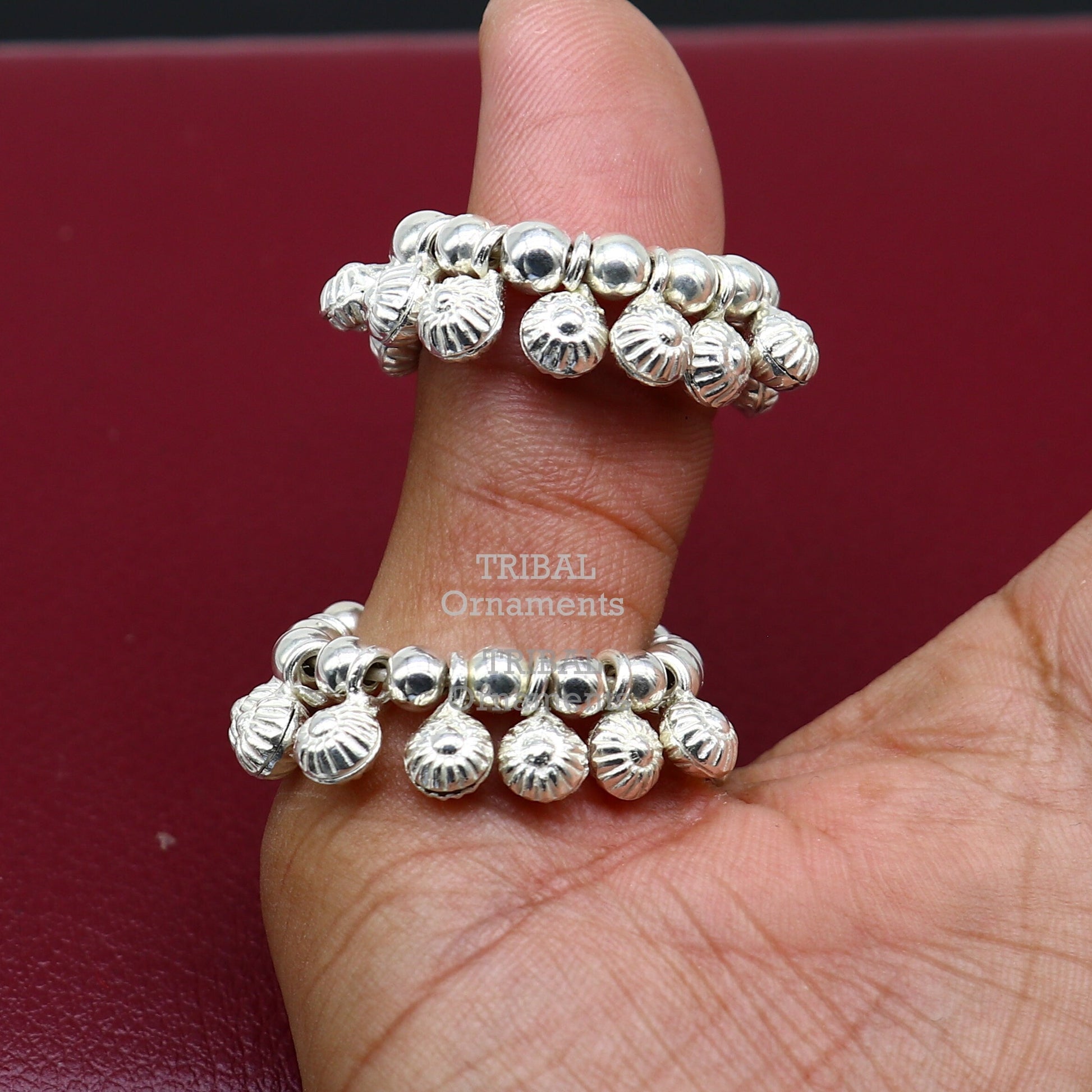 Sterling silver Lord Krishna anklet with vintage design, handmade small size Krishna ankle bracelet, tribal style Laddu Gopala anklet