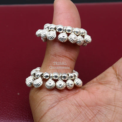 Sterling silver Lord Krishna anklet with vintage design, handmade small size Krishna ankle bracelet, tribal style Laddu Gopala anklet