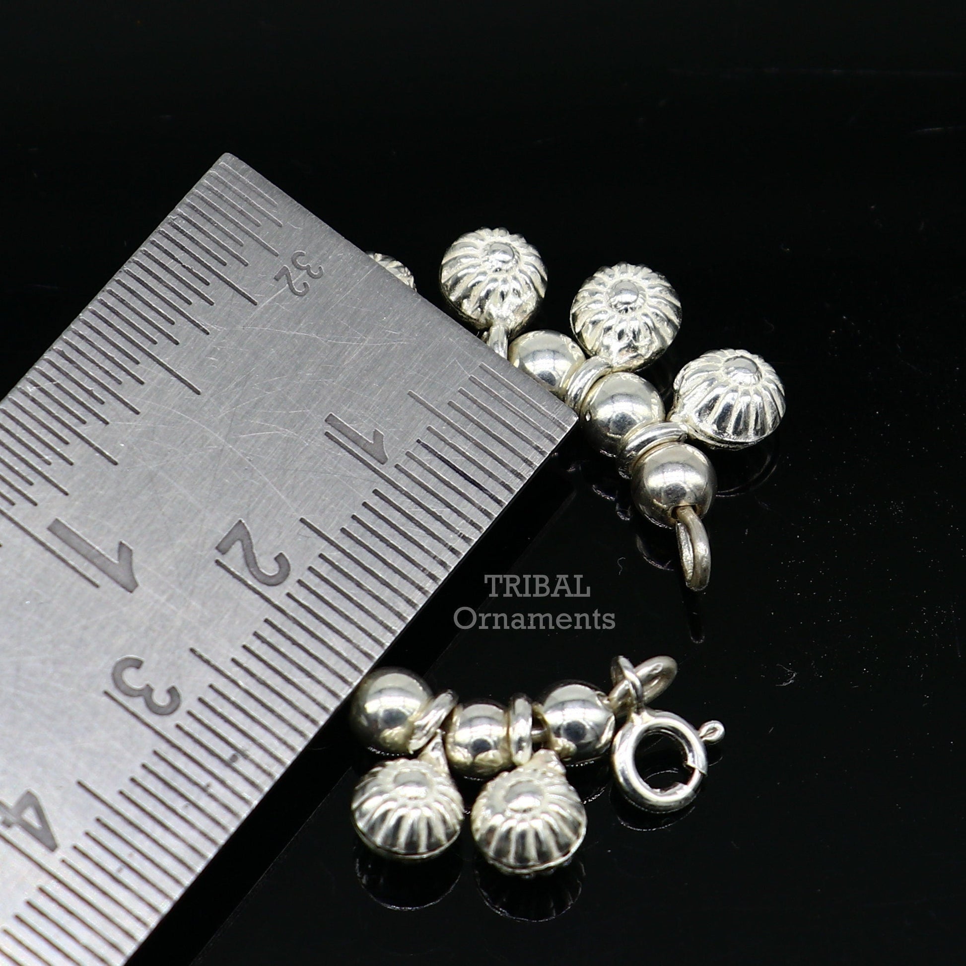 Sterling silver Lord Krishna anklet with vintage design, handcrafted small size Laddu Gopala Krishna ankle bracelet from TRIBAL ORNAMENTS.