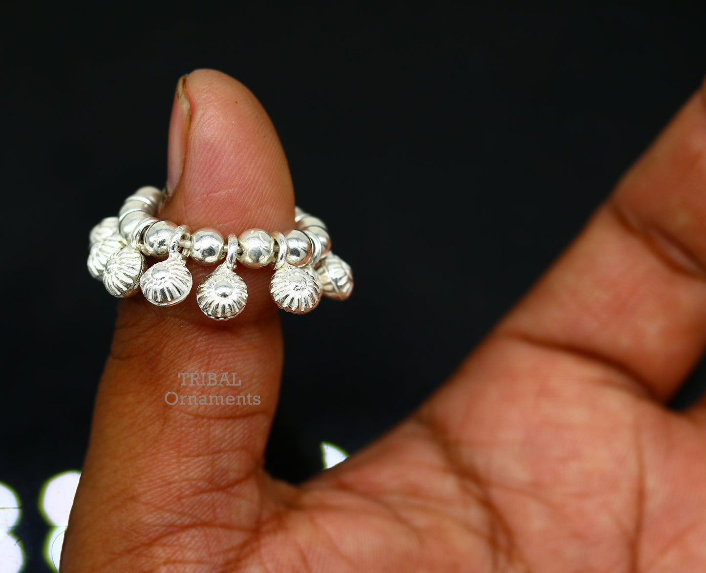 Vintage sterling silver Lord Krishna anklet with intricate design, small size, handmade tribal ornament for Krishna ankle jewelry.