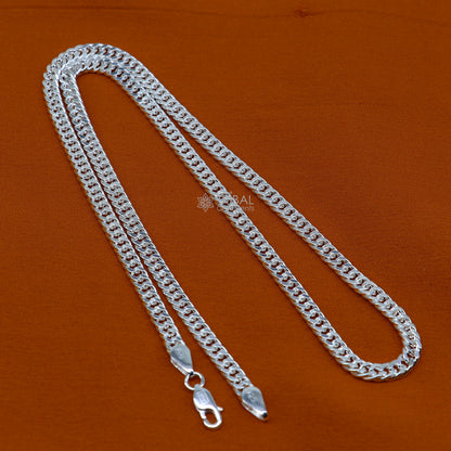 Sterling silver 20/24-inch 4mm curb Cuban chain necklace by TRIBAL ORNAMENTS, stylish handmade men's jewelry.