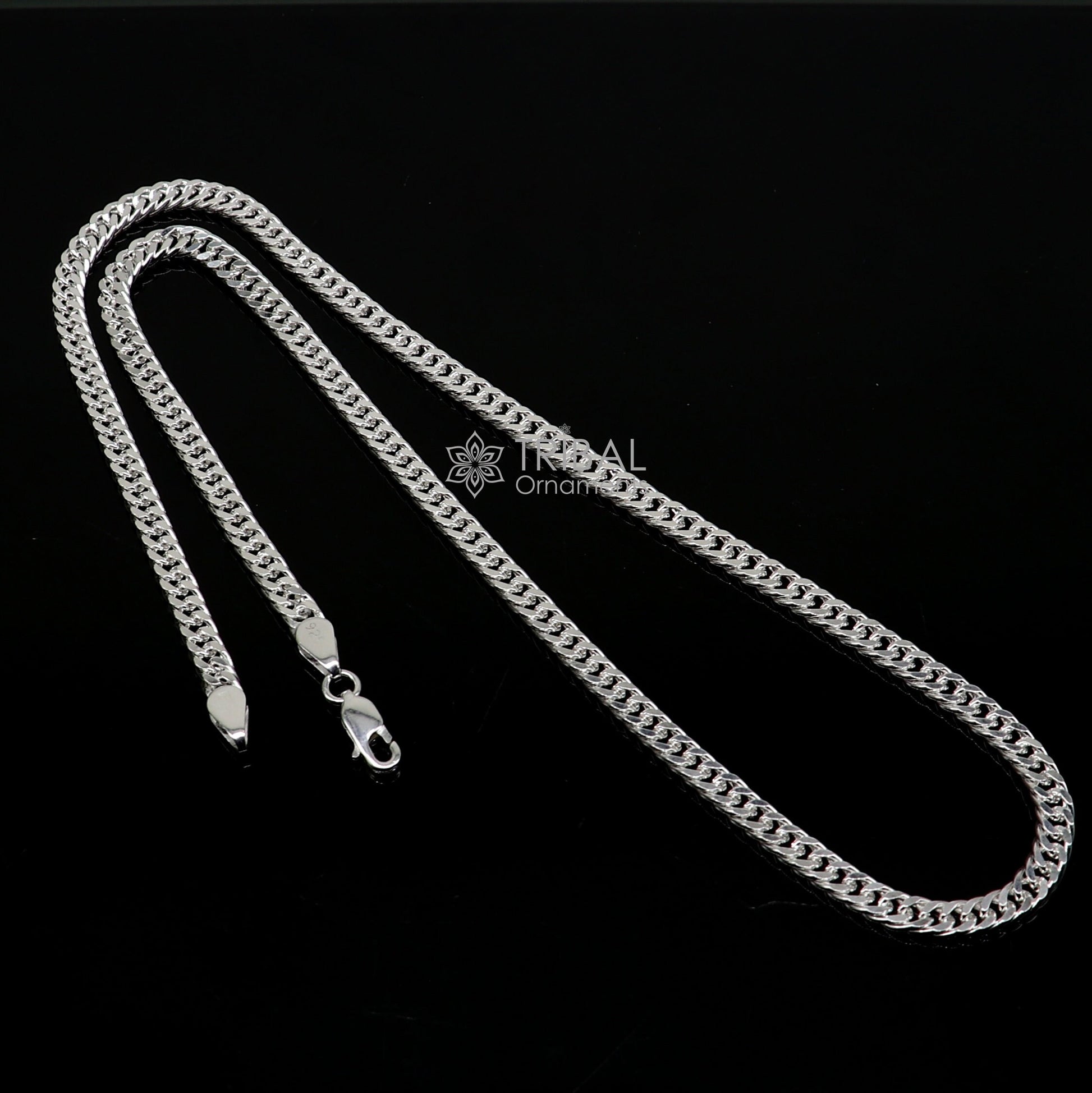 20"/24" 4MM 925 sterling silver handmade solid fancy stylish silver chain necklace curb cuban chain best gifting jewelry from India ch246 - TRIBAL ORNAMENTS