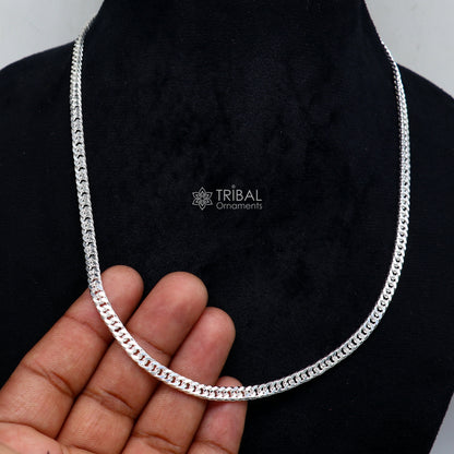 Sterling silver 20"/24" 4mm curb Cuban chain necklace by Tribal Ornaments, stylish handmade men's jewelry for gifting.
