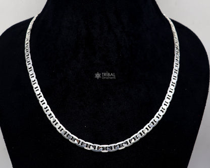 Sterling silver Nawabi chain necklace in 20" or 24" length, 5.5mm width, handmade, stylish men's jewelry from Tribal Ornaments.