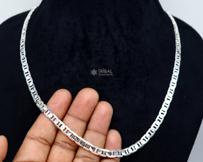 Sterling silver Nawabi chain necklace, 20 or 24 inches, 5.5mm solid fancy design, handmade men's jewelry from TRIBAL ORNAMENTS.