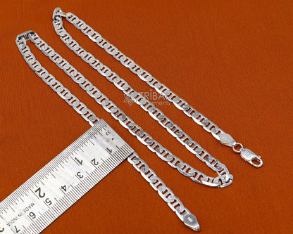 Sterling silver Nawabi chain necklace in 20" or 24" length, 5.5mm, handmade, stylish, ideal men's jewelry from TRIBAL ORNAMENTS