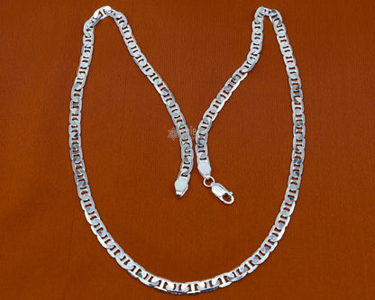 Sterling silver Nawabi chain necklace in 20 or 24 inches, 5.5mm width, handmade, stylish jewelry for men by Tribal Ornaments