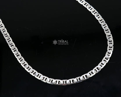 Sterling silver Nawabi chain necklace in 20" or 24" length, 5.5mm solid fancy chain for men's jewelry from Tribal Ornaments.