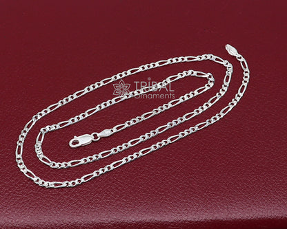 Sterling silver 20" or 24" 2.5mm solid Figaro chain by TRIBAL ORNAMENTS, delicate and unisex jewelry for all outfits.