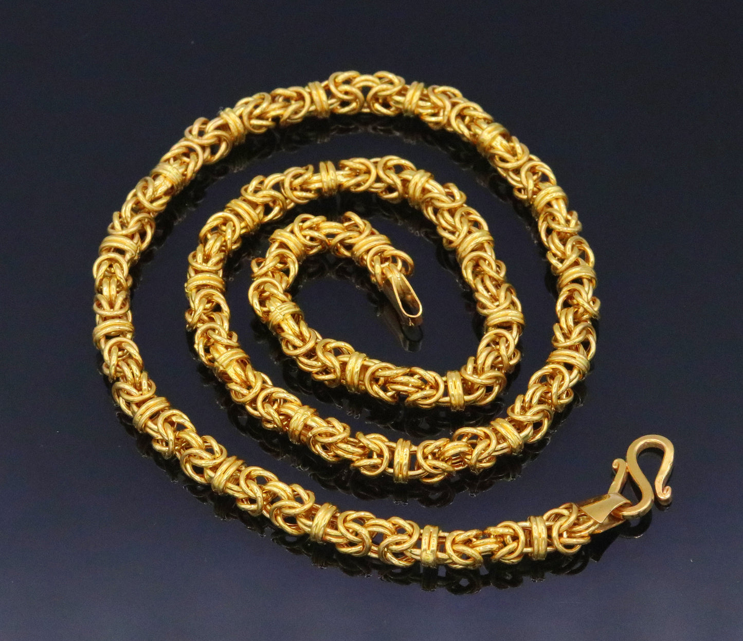 New stylish 22kt yellow gold handmade fabulous byzantine chain necklace unisex gifting unisex jewelry from rajasthan india - TRIBAL ORNAMENTS