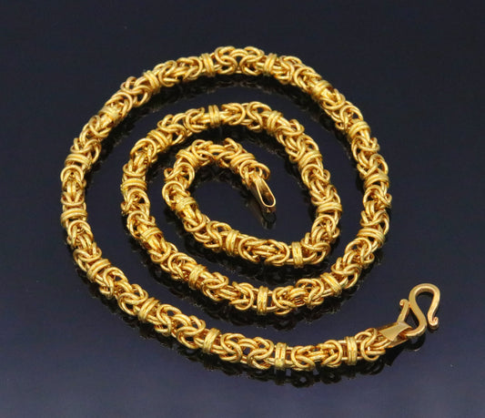 New stylish 22kt yellow gold handmade fabulous byzantine chain necklace unisex gifting unisex jewelry from rajasthan india - TRIBAL ORNAMENTS