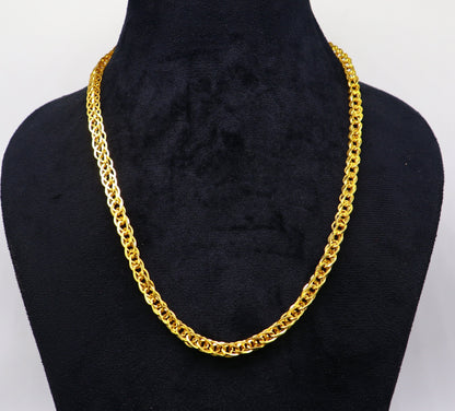 22K yellow gold handmade chain necklace by Tribal Ornaments, with a unique design and 916 hallmark for men's wedding or gift jewelry.