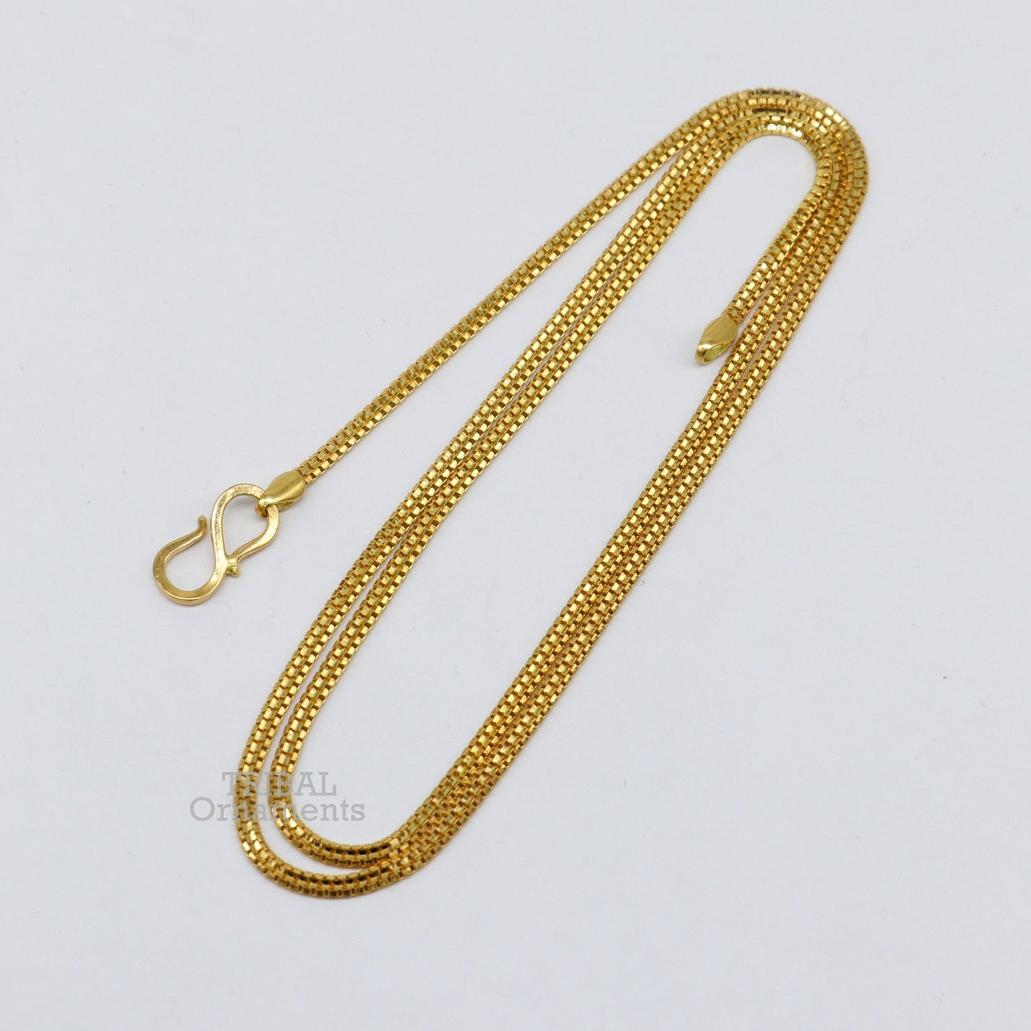 22kt yellow gold handmade Double box chain chain, amazing customized chain best gifting personalized unisex jewelry from India ch551 - TRIBAL ORNAMENTS