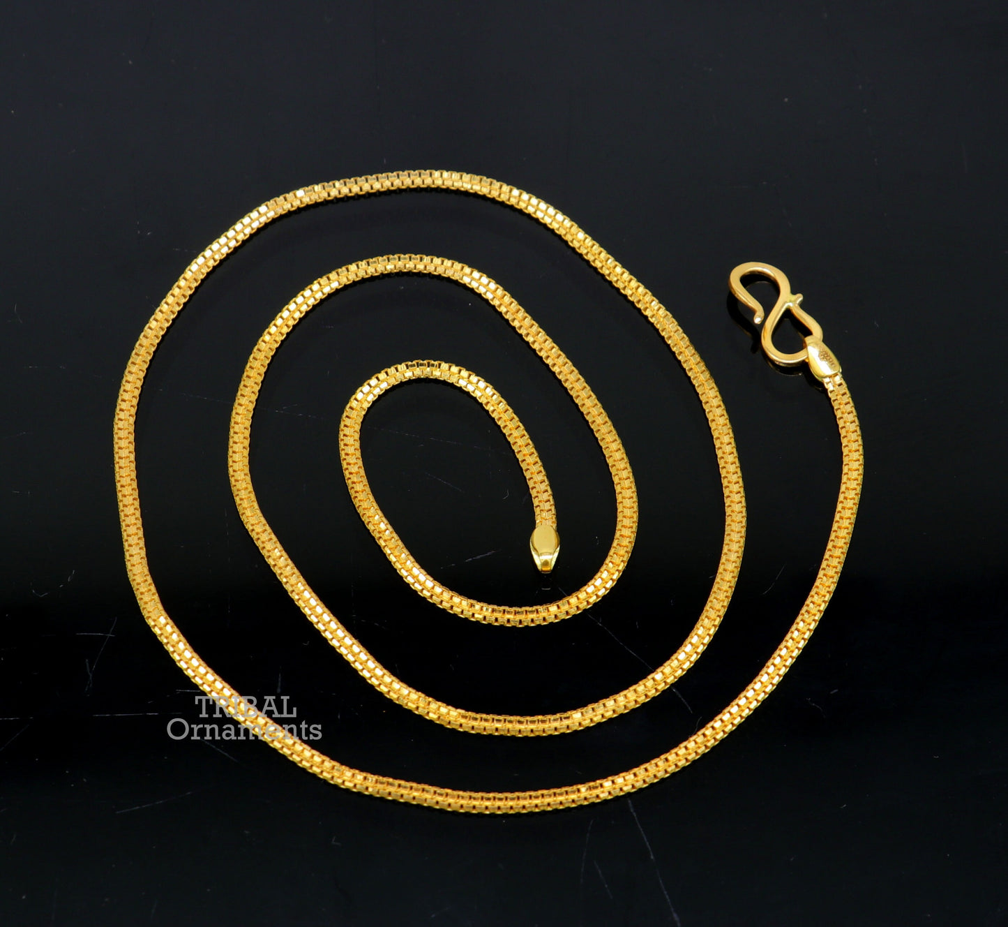 22kt yellow gold handmade Double box chain chain, amazing customized chain best gifting personalized unisex jewelry from India ch551 - TRIBAL ORNAMENTS