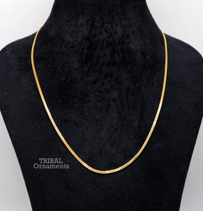 22K yellow gold handmade double box chain necklace, 2mm unisex jewelry with hallmarked and certified craftsmanship.