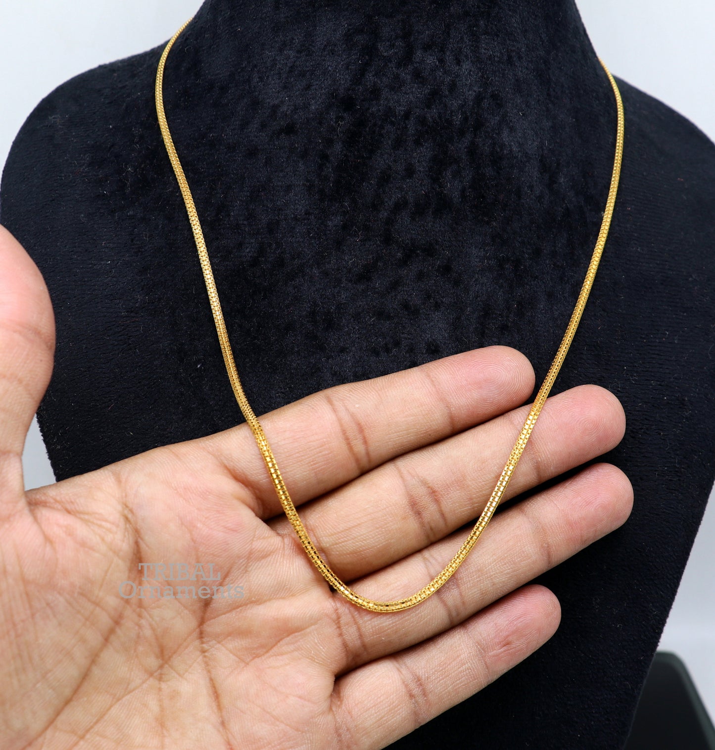 22kt yellow gold handmade Double box chain chain, amazing customized chain best gifting personalized unisex jewelry from India ch551 - TRIBAL ORNAMENTS