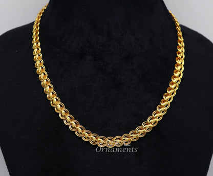 22K yellow gold Lotus Chain Necklace by TRIBAL ORNAMENTS, handmade stylish men's jewelry with 916 hallmark and customizable length.