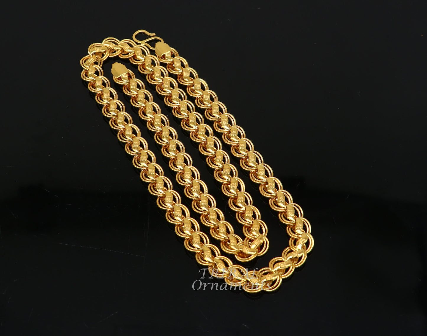 22kt yellow gold customized stylish stunning lotus chain, all sizes gifting necklace, new fancy stylish bracelet men's jewelry CH574 - TRIBAL ORNAMENTS