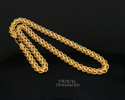 22K yellow gold Lotus chain necklace by TRIBAL ORNAMENTS, handmade men's jewelry with stylish design and hallmarked 916 gold.