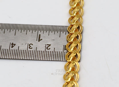 22K yellow gold Lotus Chain Necklace by TRIBAL ORNAMENTS, handmade stylish men's jewelry with hallmarked 916 gold, customizable length.