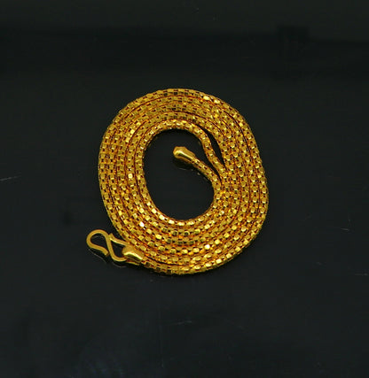 22KT yellow gold customized spotted Bombato flexible chain necklace by Tribal Ornaments, unisex stylish gold jewelry, hallmarked 916.